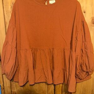 Women's Rust Peplum Top